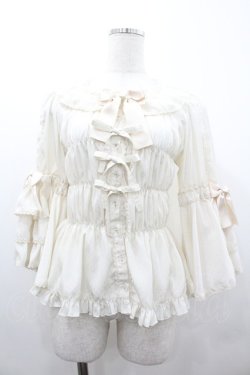 画像1: metamorphose / スクエアあきフリル姫袖ブラウス(ドットデシン)  生成り I-26-01-20-007-ME-BL-SA-ZI