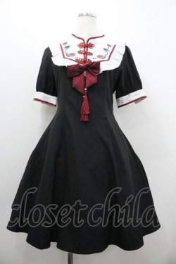 画像1: Amavel / 華手毬のチャイナシックワンピース  黒Ｘ白Ｘ赤 I-26-01-20-071-CA-OP-SA-ZI