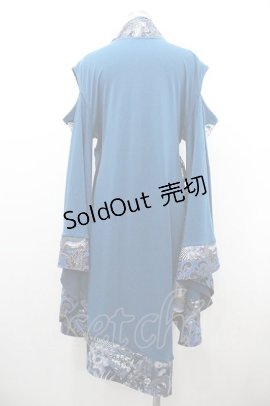 画像2: Qutie Frash / /着物袖ロングカーディガン  青 I-26-01-20-076-QU-TO-SA-ZI (2)