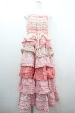 画像1: PINK HOUSE / 配色フリル使いキャミソールワンピース  ピンク I-26-01-20-082-LO-OP-SA-ZI (1)