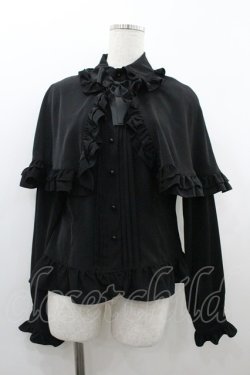 画像1: AND ROMEO / シフォンケープシフォンブラウス  黒 I-26-01-20-009-LO-BL-SA-ZI