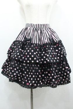 画像1: BABY,THE STARS SHINE BRIGHT / Baby Cafe柄 Cream Puff スカート  ショコラ×黒レース I-26-01-20-087-BA-OP-SA-ZI