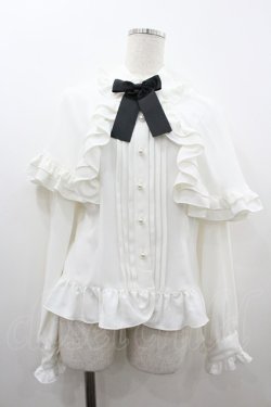 画像1: AND ROMEO / シフォンケープシフォンブラウス  白Ｘ黒 I-26-01-20-010-LO-BL-SA-ZI