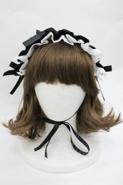 画像2: MARBLE / フリルレース&ローズリボンヘッドドレス  黒ｘ白 I-26-01-20-103-GO-AC-SA-ZI