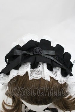 画像4: MARBLE / フリルレース&ローズリボンヘッドドレス  黒ｘ白 I-26-01-20-103-GO-AC-SA-ZI