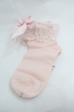 画像1: BABY,THE STARS SHINE BRIGHT / トーションレースクルー丈ソックス  ピンク I-26-01-20-112-BA-ZA-SA-ZI
