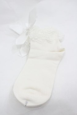 画像1: BABY,THE STARS SHINE BRIGHT / チュールレースのクルー丈ソックス  白 I-26-01-20-113-BA-ZA-SA-ZI