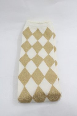 画像1: BABY,THE STARS SHINE BRIGHT / ON ダイヤ柄オーバーニー  白Ｘゴールド I-26-01-20-115-BA-ZA-SA-ZI