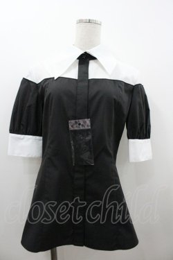 画像1: MIHO MATSUDA / ブラウス・シーレ M 黒Ｘ白 I-26-01-20-013-GO-BL-SA-ZI