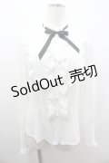 AND ROMEO / フリルシフォンピンタック長袖ブラウス  白Ｘ黒 I-26-01-20-014-LO-BL-SA-ZI