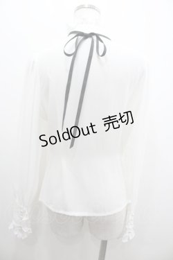 画像2: AND ROMEO / フリルシフォンピンタック長袖ブラウス  白Ｘ黒 I-26-01-20-014-LO-BL-SA-ZI