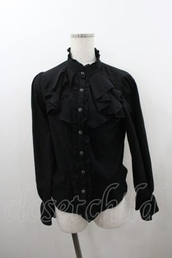 画像1: axes femme / リボン付フリルブラウス  黒 I-26-01-20-019-AX-BL-SA-ZI