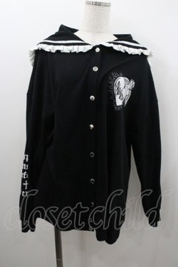 画像1: NOEMIE / リボンセーラー襟スウェットブルゾン  黒Ｘ白 I-26-01-20-022-LO-TO-SA-ZI