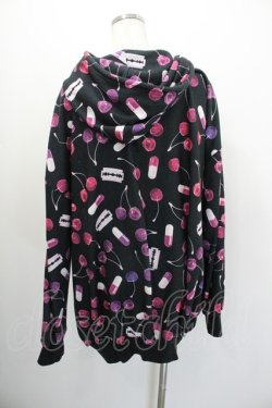 画像3: LISTEN FLAVOR / チェリーの誘惑総柄ジップパーカー  黒 I-26-01-20-030-PU-TO-SA-ZI