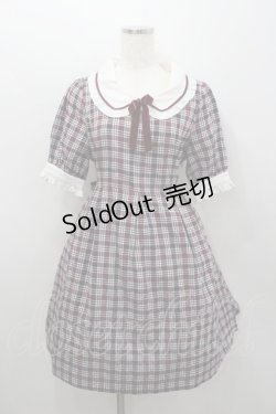 画像1: Amavel / ブローチ付きチェックワンピース  黒Ｘ赤チェック I-26-01-22-034-CA-OP-SA-ZI