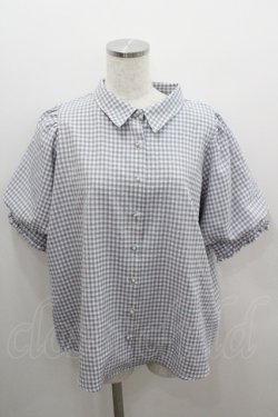 画像1: axes femme / パフスリーブブラウス  グレーＸ白 I-26-01-22-004-AX-BL-SA-ZI