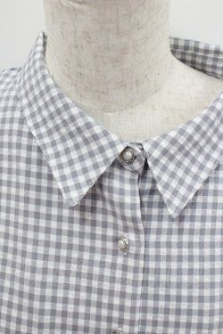 画像2: axes femme / パフスリーブブラウス  グレーＸ白 I-26-01-22-004-AX-BL-SA-ZI