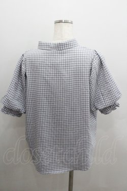 画像3: axes femme / パフスリーブブラウス  グレーＸ白 I-26-01-22-004-AX-BL-SA-ZI