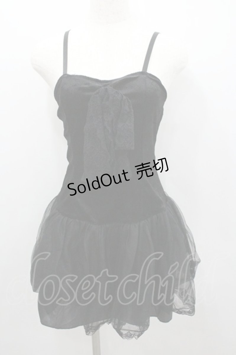 画像1: MARBLE / レースリボンベルベットキャミワンピース  黒 I-26-01-22-044-GO-OP-SA-ZI (1)