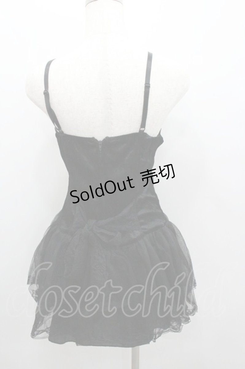 画像2: MARBLE / レースリボンベルベットキャミワンピース  黒 I-26-01-22-044-GO-OP-SA-ZI (2)