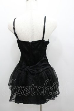 画像2: MARBLE / レースリボンベルベットキャミワンピース  黒 I-26-01-22-044-GO-OP-SA-ZI