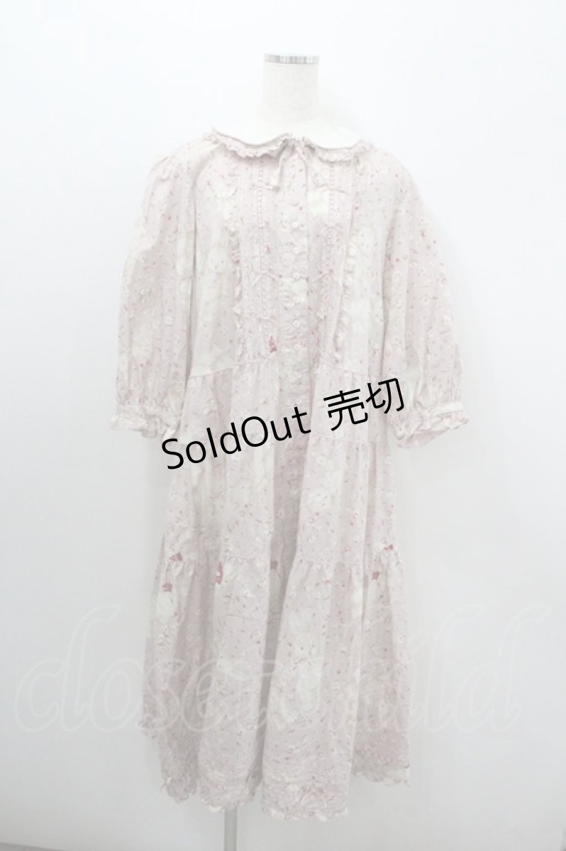 画像1: PINK HOUSE / バラ園うさぎミディワンピース  ピンク I-26-01-22-045-LO-OP-SA-ZI (1)