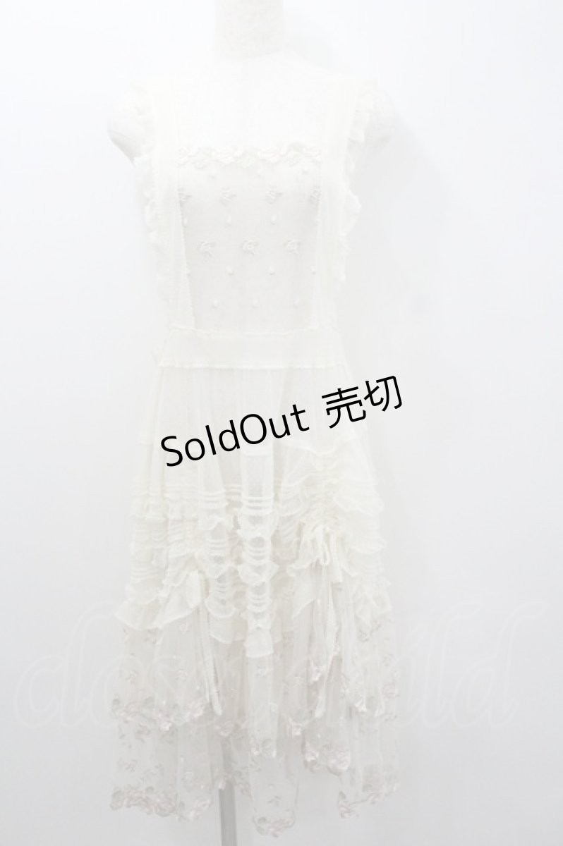 画像1: PINK HOUSE / ドットチュール+ローズレースエプロンドレス  生成り I-26-01-22-046-LO-OP-SA-ZI (1)