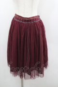 axes femme / チュール重ね柄スカート  ワイン I-26-01-22-053-AX-SK-SA-ZI