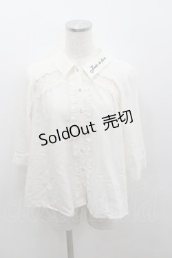 画像1: axes femme / 刺繍入り七分袖シャツ  白 I-26-01-22-006-AX-BL-SA-ZI