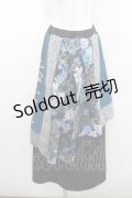 Qutie Frash / 和柄ハカマロングスカート  青Ｘシルバー I-26-01-22-057-QU-PA-SA-ZI