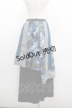 画像2: Qutie Frash / 和柄ハカマロングスカート  青Ｘシルバー I-26-01-22-057-QU-PA-SA-ZI
