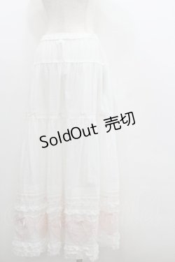 画像3: PINK HOUSE / ハートワッペンパッチワーク使いローンスカート  白Ｘピンク I-26-01-22-058-LO-SK-SA-ZI