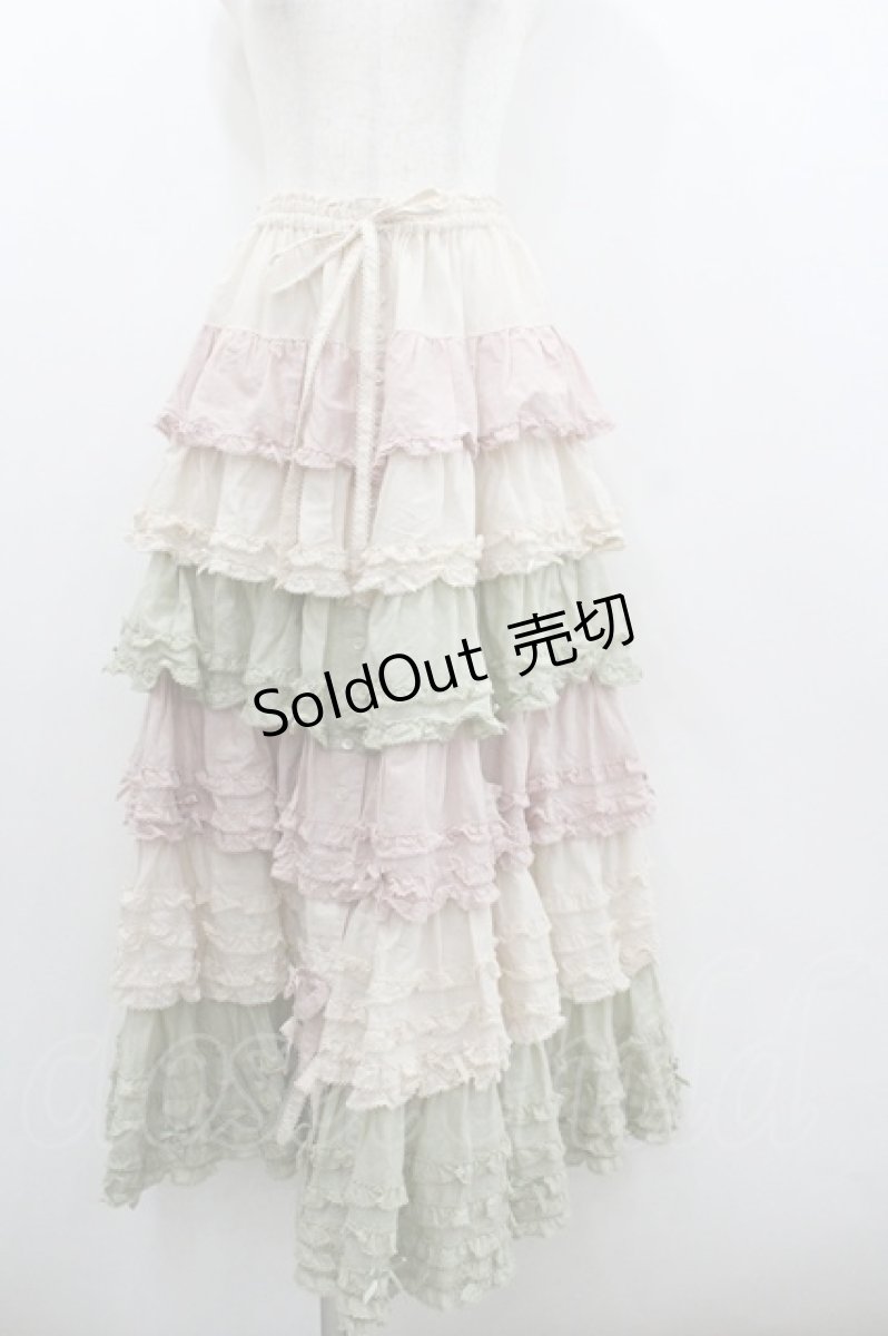 画像1: PINK HOUSE / 配色フリルスカート  ピンクＸハッカ I-26-01-22-060-LO-SK-SA-ZI (1)