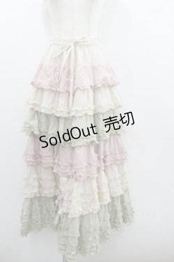 画像1: PINK HOUSE / 配色フリルスカート  ピンクＸハッカ I-26-01-22-060-LO-SK-SA-ZI