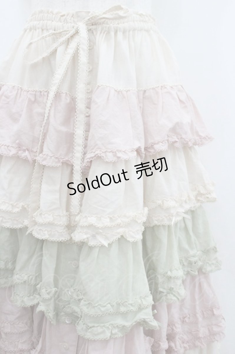 画像2: PINK HOUSE / 配色フリルスカート  ピンクＸハッカ I-26-01-22-060-LO-SK-SA-ZI (2)