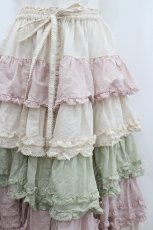 画像2: PINK HOUSE / 配色フリルスカート  ピンクＸハッカ I-26-01-22-060-LO-SK-SA-ZI (2)