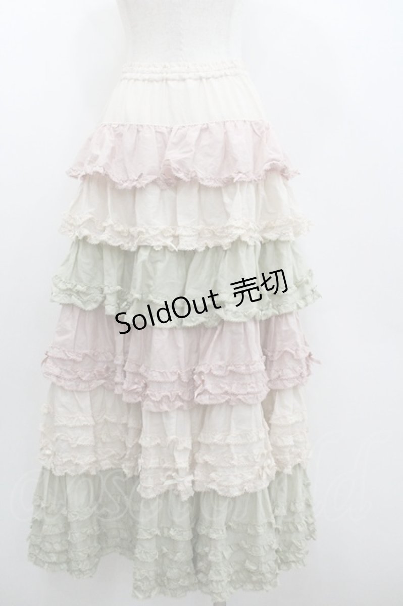 画像3: PINK HOUSE / 配色フリルスカート  ピンクＸハッカ I-26-01-22-060-LO-SK-SA-ZI (3)