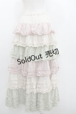 画像3: PINK HOUSE / 配色フリルスカート  ピンクＸハッカ I-26-01-22-060-LO-SK-SA-ZI