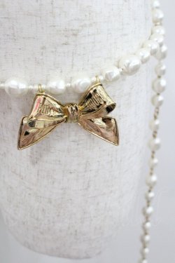 画像2: PINK HOUSE / リボンモチーフ使いパールチェーンベルト  ゴールドＸ白 I-26-01-22-069-LO-AC-SA-ZI