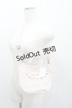 画像1: PINK HOUSE / マーガレットブーケ刺繍ミニトートポシェット  ピンク I-26-01-22-076-LO-BG-SA-ZT0213R