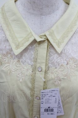 画像2: axes femme / 刺繍デザインシャツブラウス M イエロー I-26-01-22-008-AX-BL-SA-ZI