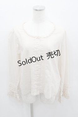 画像1: PINK HOUSE / ローンノーカラーブラウス  生成り I-26-01-22-010-LO-BL-SA-ZI