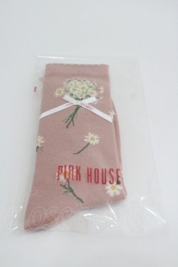 画像1: PINK HOUSE / マーガレットブーケ柄ソックス  ピンク I-26-01-22-120-LO-ZA-SA-ZI