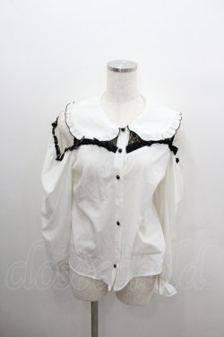 画像1: Ank Rouge / デコルテレースオフショルブラウス  白Ｘ黒 I-26-01-22-002-CA-BL-SA-ZI