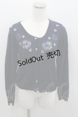 画像1: axes femme / ローズ透かしカーディガン M ネイビー I-26-01-22-016-AX-TO-SA-ZI