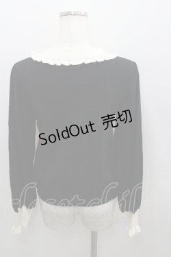 画像2: axes femme POETIQUE / バイカラーフリルニット  黒Ｘ白 I-26-01-22-018-AX-TO-SA-ZI