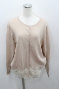Franche Lippee / 裾レースパール切替ニットカーディガン  ピンクＸ白 I-26-01-22-019-LO-TO-SA-ZI