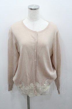 画像1: Franche Lippee / 裾レースパール切替ニットカーディガン  ピンクＸ白 I-26-01-22-019-LO-TO-SA-ZI