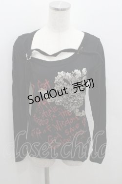 画像1: ALGONQUINS / ベルト付きプリント長袖Tシャツ  ブラック I-26-01-22-020-AL-TS-SA-ZI