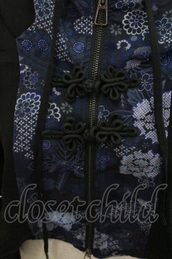 画像2: Qutie Frash /  着物袖ショートパーカー  黒Ｘ青 I-26-01-22-023-QU-TO-SA-ZI